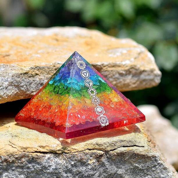 Sawcart 7 Chakra Onyx Orgone Crystal Pyramid with 7 Cha...